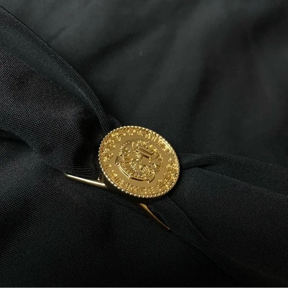 L'AGENCE Lisa Plunge One-Piece Swimsuit Black Gold Coin Size XL - Picture 12 of 16